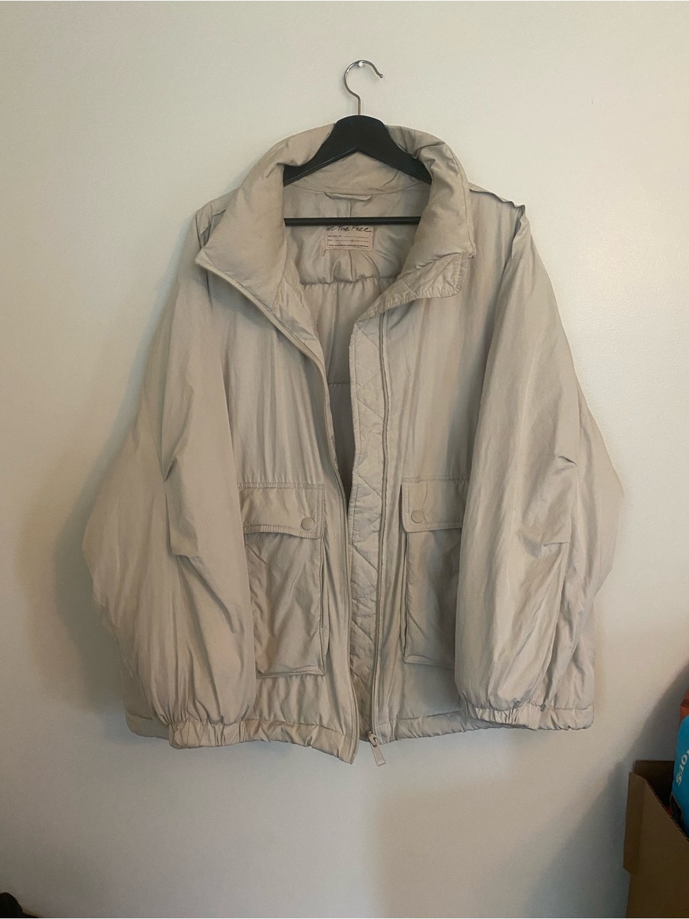 We The Free Light Beige Oversized Puffer Jacket